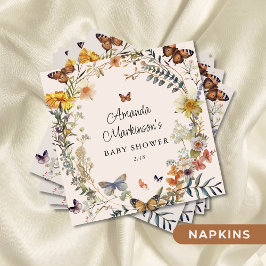 Rustic Floral Butterfly Geslachtsneutraal Baby sho Servet