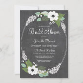 Rustic Floral Chalkboard Bridal Shower Kaart (Voorkant)