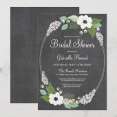 Rustic Floral Chalkboard Bridal Shower Kaart (Voorkant / Achterkant)