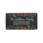 Rustic Floral Chalkboard Holiday Return Address Etiket (Voorkant)