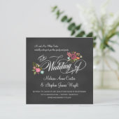Rustic Floral Chalkboard Wedding Invitations Kaart (Staand voorkant)