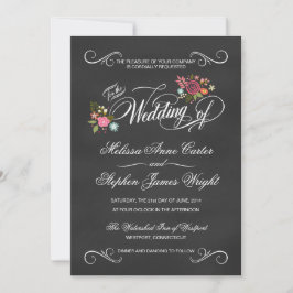 Rustic Floral Chalkboard Wedding Invitations Kaart