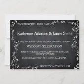 Rustic Floral Chalkboard Wedding Kaart (Voorkant)