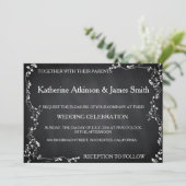 Rustic Floral Chalkboard Wedding Kaart (Staand voorkant)