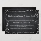 Rustic Floral Chalkboard Wedding Kaart (Voorkant / Achterkant)