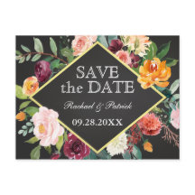 Rustic Floral Chalkboard Wedding Save the Date