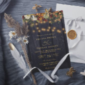 Rustic floral chic barn wood qr code wedding kaart