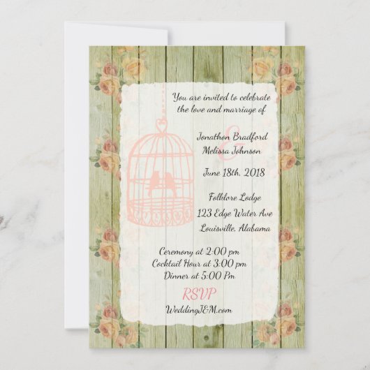 Rustic Floral Chic Floral Wedding Invitations Kaart (Voorkant)