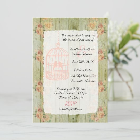 Rustic Floral Chic Floral Wedding Invitations Kaart (Staand voorkant)