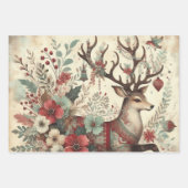 Rustic Floral Christmas Santa Wrapping Paper (Voorkant 3)