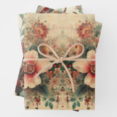 Rustic Floral Christmas Santa Wrapping Paper (In situ)