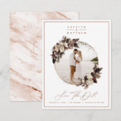 Rustic Floral Copper Framed Foto & Calligrafie Save The Date (Voorkant / Achterkant)