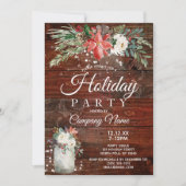 Rustic Floral Corporate Holiday Kerstparty Kaart (Voorkant)