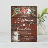 Rustic Floral Corporate Holiday Kerstparty Kaart (Staand voorkant)