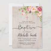 Rustic Floral  Country Script Boho Baptisme Kaart (Voorkant)