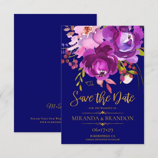 Rustic Floral Country Wedding Save the Date Kaart (Voorkant / Achterkant)