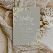 Rustic Floral Cream Beige Wedding Invitation Kaart