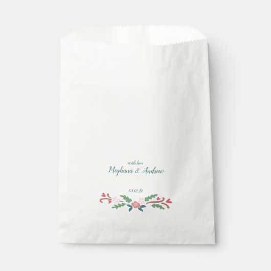 Rustic Floral Crest met Monogram Bedankzakje (Voorkant)