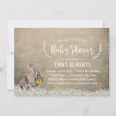 Rustic Floral Cute Rabbit Baby shower Kaart (Voorkant)
