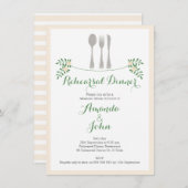 Rustic Floral Cutlery Rehearsal Dinner Invitation Kaart (Voorkant / Achterkant)