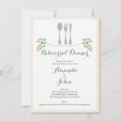 Rustic Floral Cutlery Rehearsal Dinner Invitation Kaart (Voorkant)