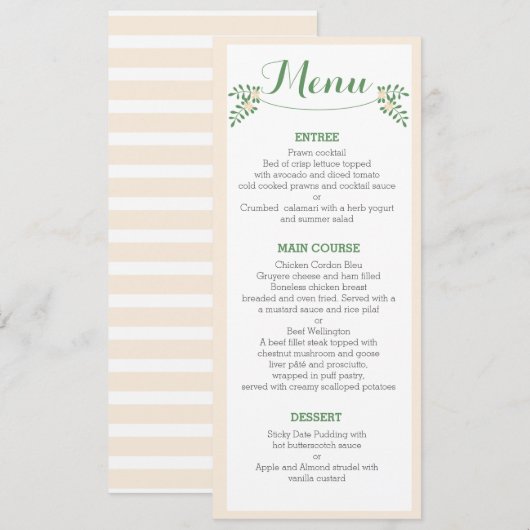 Rustic Floral Cutlery Rehearsal Dinner Menu Card (Voorkant / Achterkant)