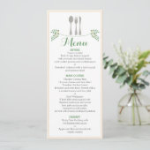Rustic Floral Cutlery Rehearsal Dinner Menu Card Kaart (Staand voorkant)