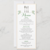 Rustic Floral Cutlery Rehearsal Dinner Menu Card Kaart (Voorkant)