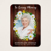 Rustic Floral Daisy Foto Memorial Prayer Kaart (Voorkant)