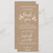 Rustic Floral Dank u plaats plaatsende Kaart (Voorkant / Achterkant)