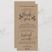Rustic Floral Dank u plaats plaatsende Kaart (Voorkant / Achterkant)