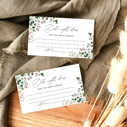 Rustic Floral Date Night Ideas Card Informatiekaartje