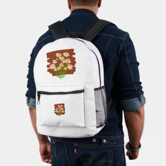 Rustic floral design on brown background bedrukte rugzak (Insitu (model))