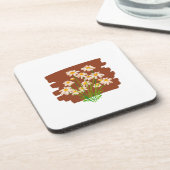 Rustic floral design on brown background bier onderzetter (Linkerzijde)