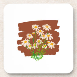 Rustic floral design on brown background bier onderzetter