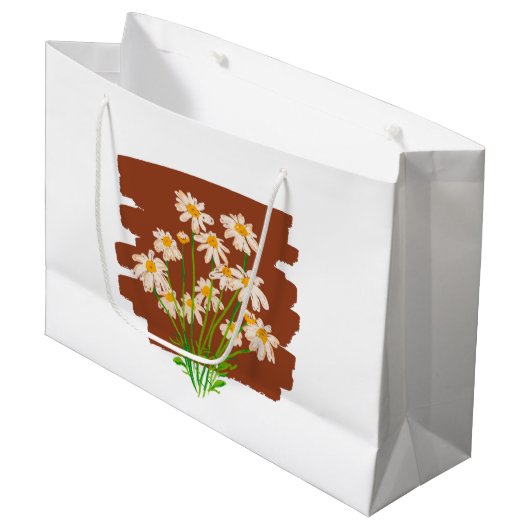 Rustic floral design on brown background groot cadeauzakje (Voorkant Gekanteld)