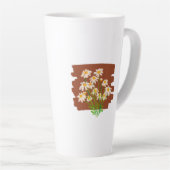 Rustic floral design on brown background latte mok (Rechterhoek)