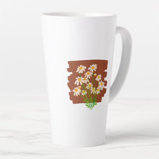 Rustic floral design on brown background latte mok (Rechterhoek)