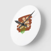 Rustic floral design on brown background ronde klok (Hoek)