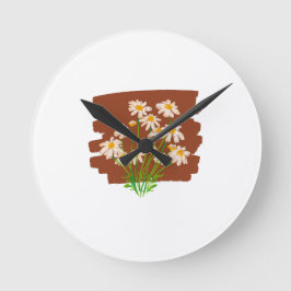 Rustic floral design on brown background ronde klok
