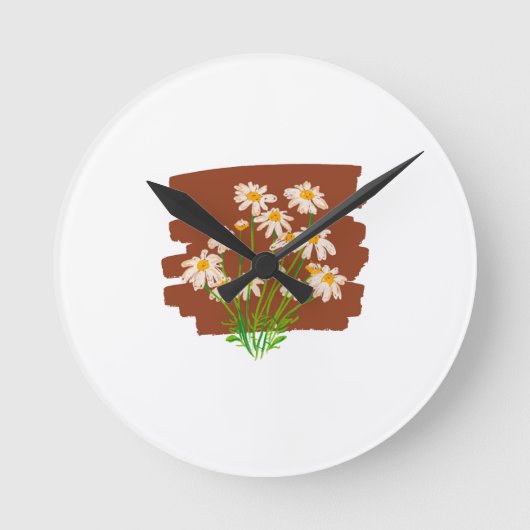 Rustic floral design on brown background ronde klok (Voorkant)