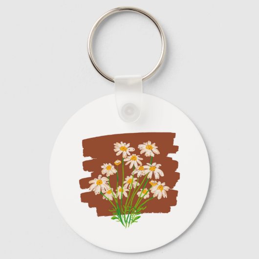Rustic floral design on brown background sleutelhanger (Voorkant)