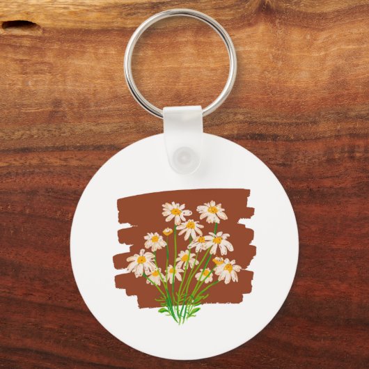 Rustic floral design on brown background sleutelhanger (Voorkant)