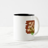 Rustic floral design on brown background tweekleurige koffiemok (Voorkant rechts)