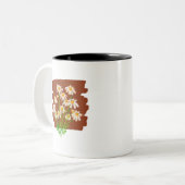 Rustic floral design on brown background tweekleurige koffiemok (Voorkant links)