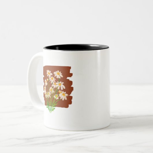 Rustic floral design on brown background tweekleurige koffiemok (Voorkant links)