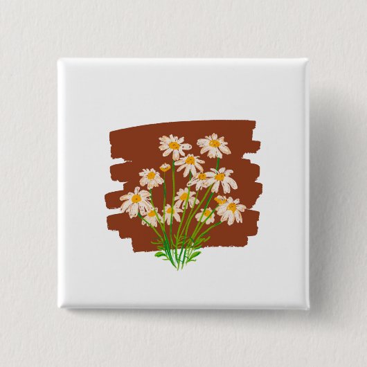 Rustic floral design on brown background vierkante button 5,1 cm (Voorkant)