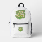 Rustic Floral Design on Green Background Bedrukte Rugzak (Voorkant)