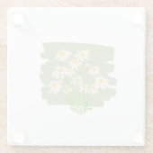 Rustic Floral Design on Green Background Glazen Onderzetter (Achterkant)