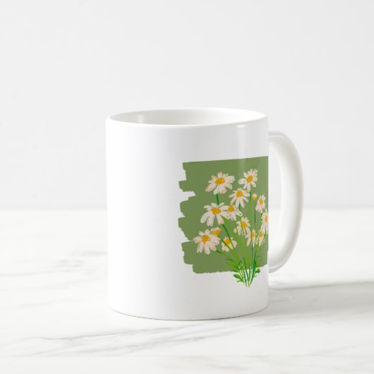 Rustic Floral Design on Green Background Koffiemok (Voorkant rechts)
